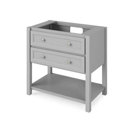 JEFFREY ALEXANDER 36" Grey Adler Vanity, Calacatta Vienna Quartz Vanity Top, undermount rectangle bowl VKITADL36GRCQR